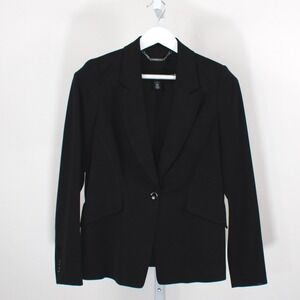 White House Black Market Black One‎ Button Blazer Suit Jacket Size 4